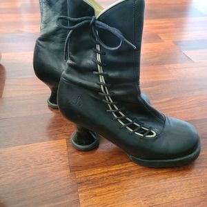 John Fluevog baby cake heel lace boot